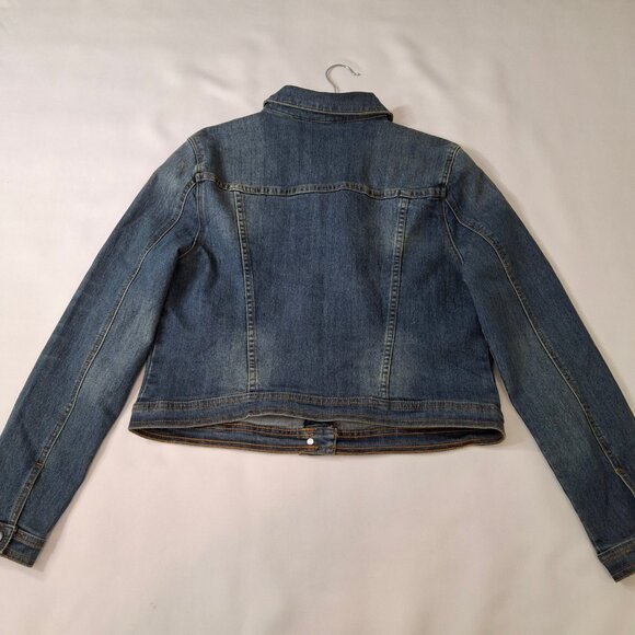 Vintage Just FAB Cropped Distressed Jean Jacket  Sz XL - Picture 7 of 12